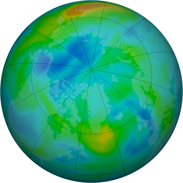 Arctic ozone map for 27 October 1986